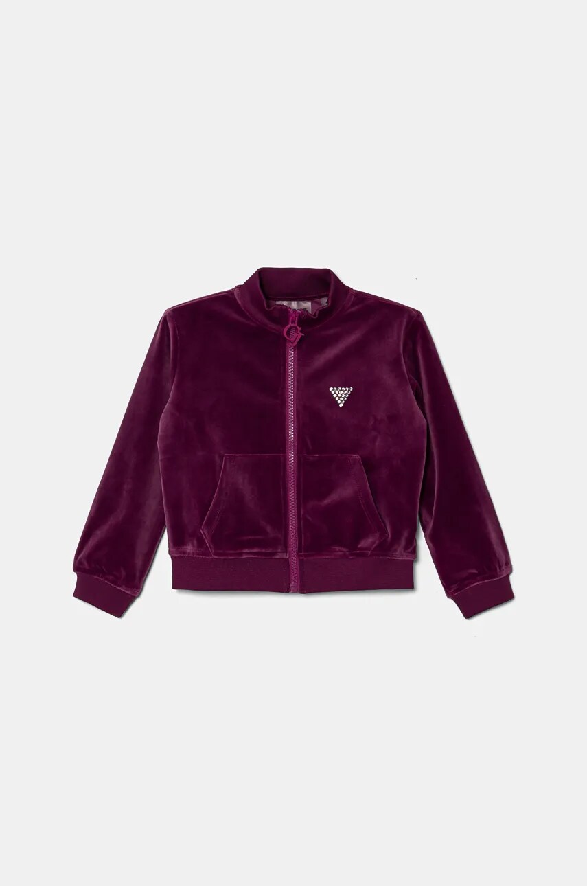 Levně Dětská velurová mikina Guess fialová barva, J4RQ22 KBXI2