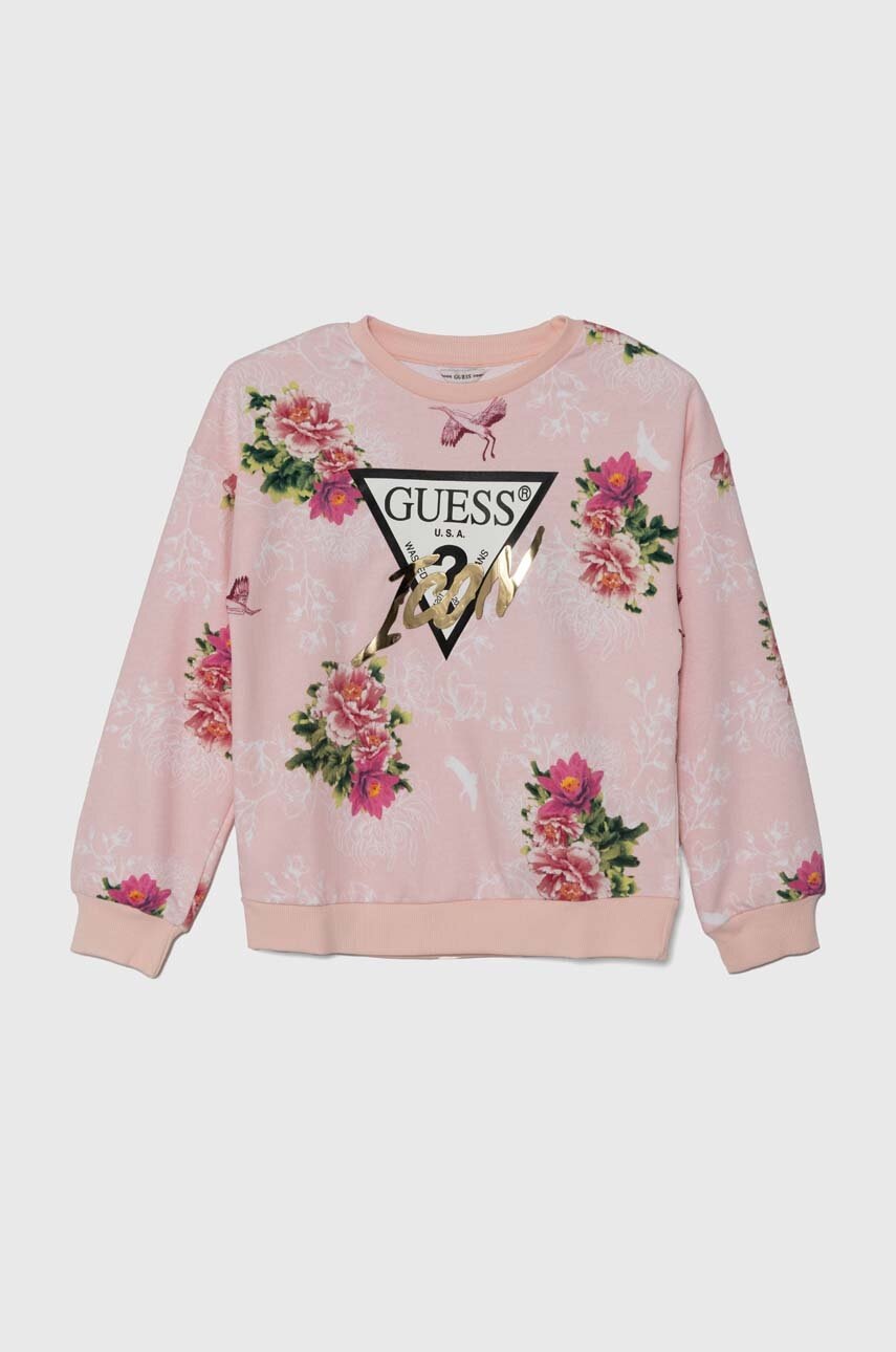 

Детски памучен суичър Guess в розово с десен J4YQ02 KA6R3, Розов