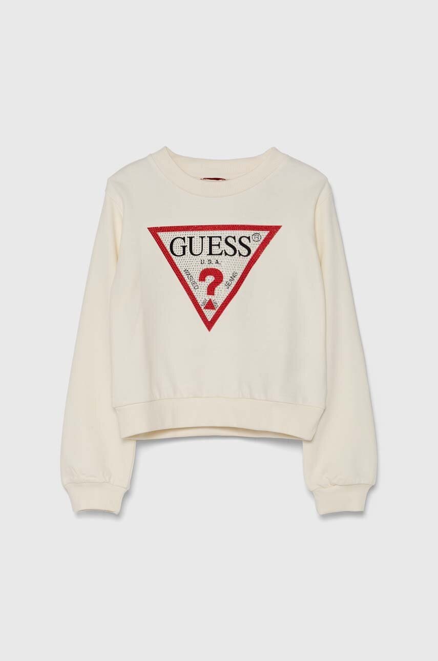 Детская хлопковая кофта Guess цвет бежевый с аппликацией J4YQ22 KA6R3