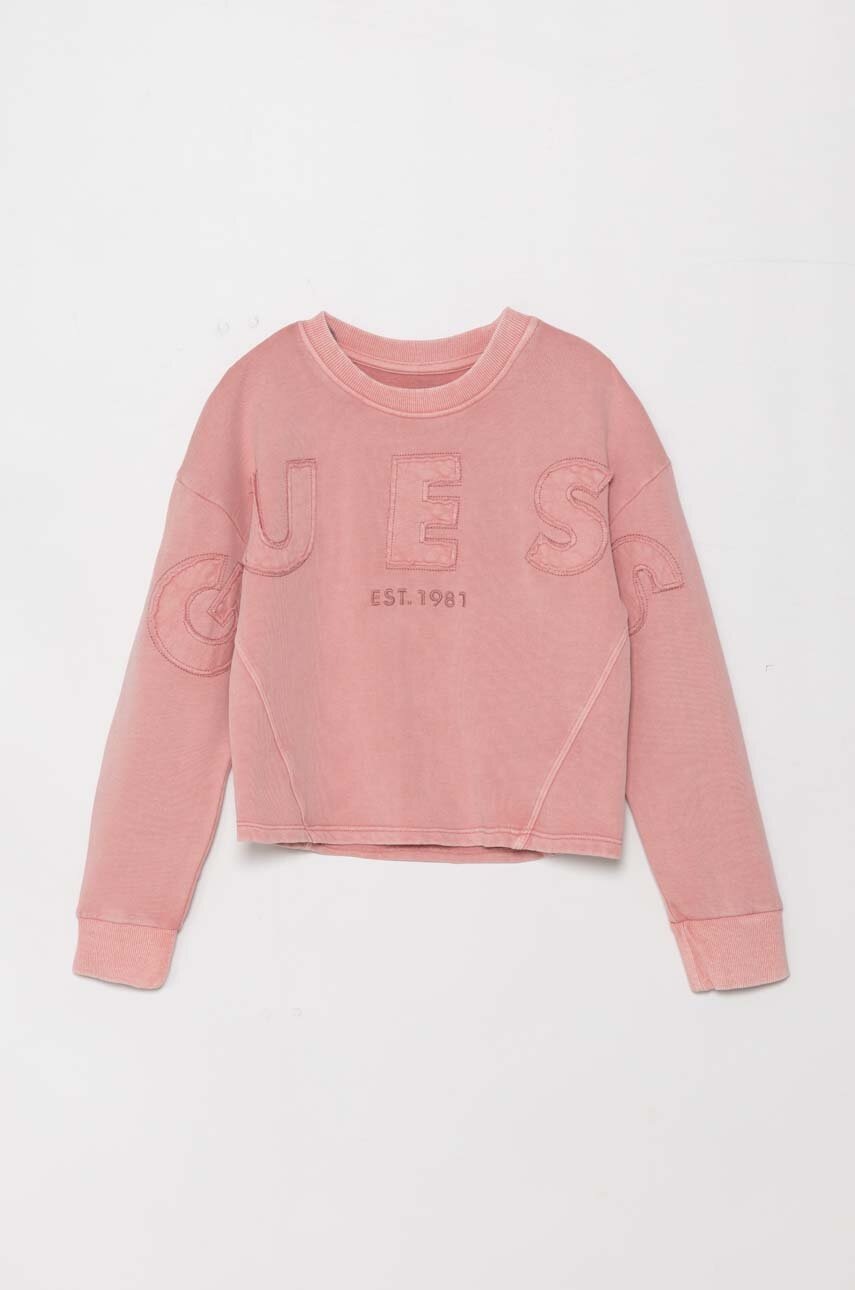 

Памучен суичър Guess в розово с апликация J4YQ24 KAX74, Розов