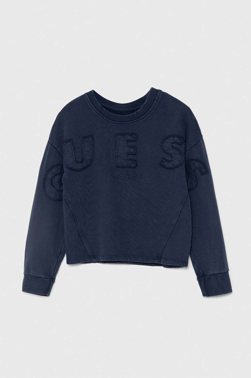 

Памучен суичър Guess в тъмносиньо с апликация J4YQ24 KAX74, Тъмносин