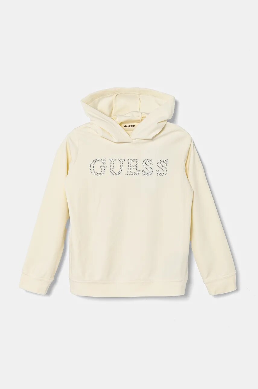 Levně Dětská mikina Guess béžová barva, s kapucí, s aplikací, J4YQ27 KBXI2