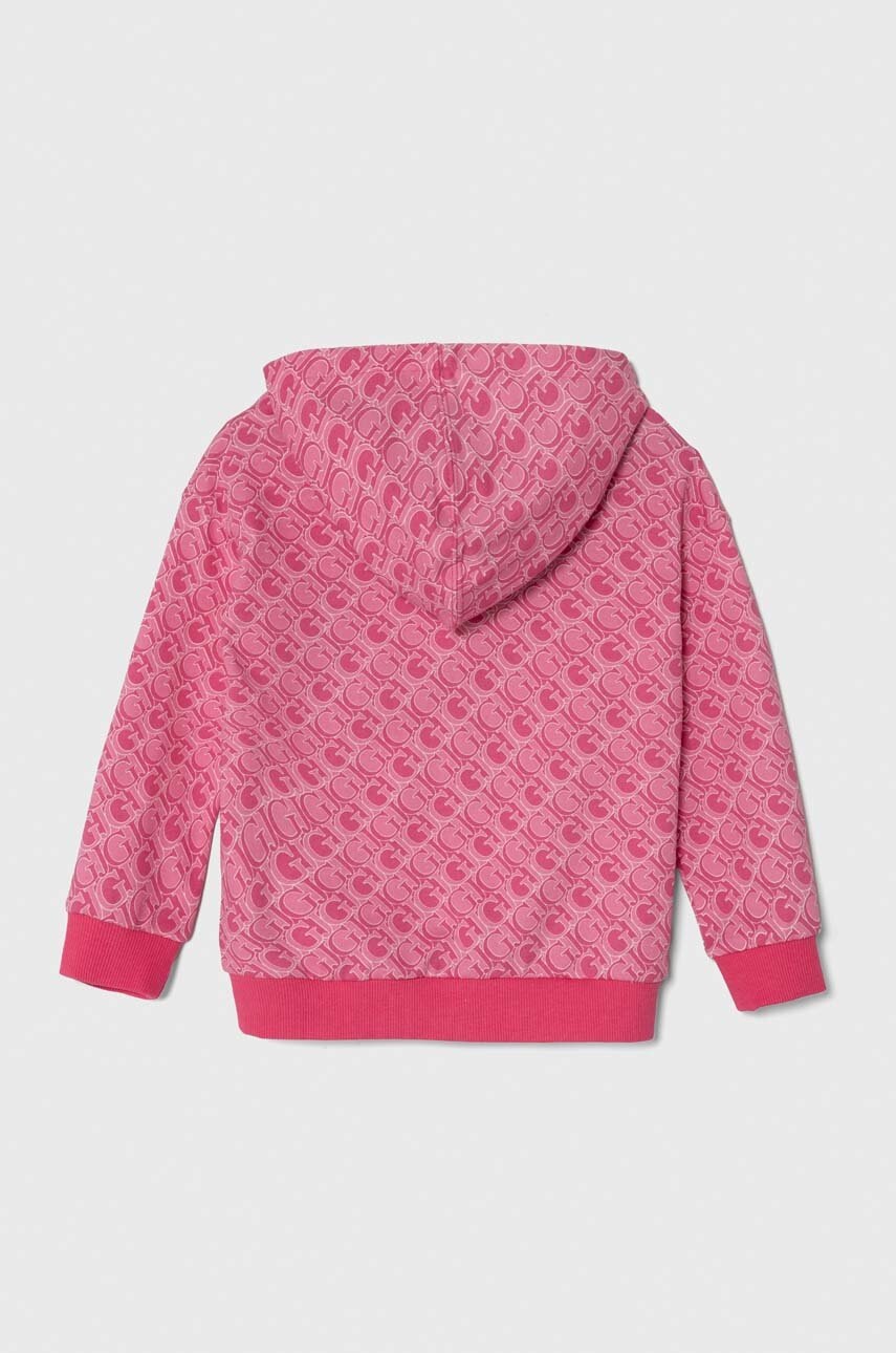 Дитяча бавовняна кофта Guess колір рожевий з капюшоном візерунок K4YQ00 KA6R4