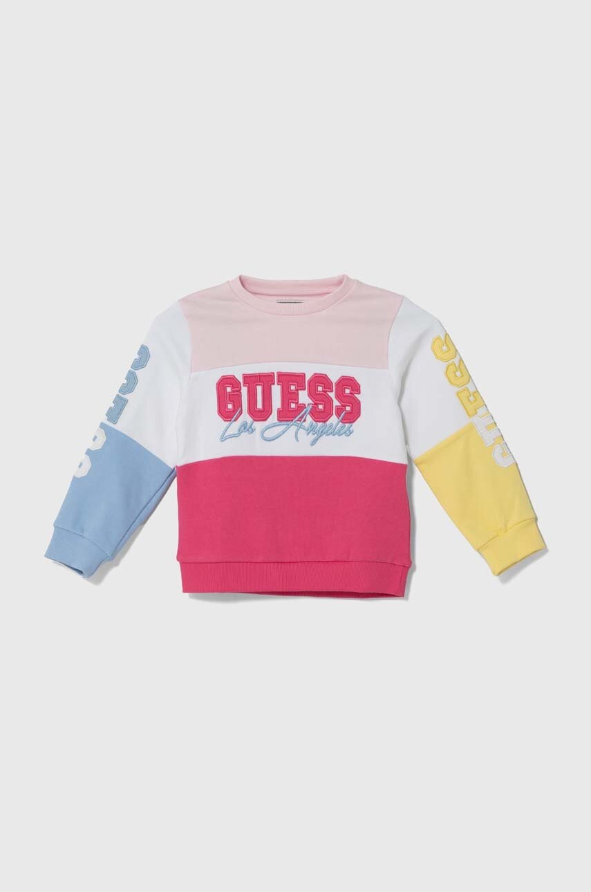 

Детски памучен суичър Guess в розово с десен K4YQ03 KA6R3, Розов