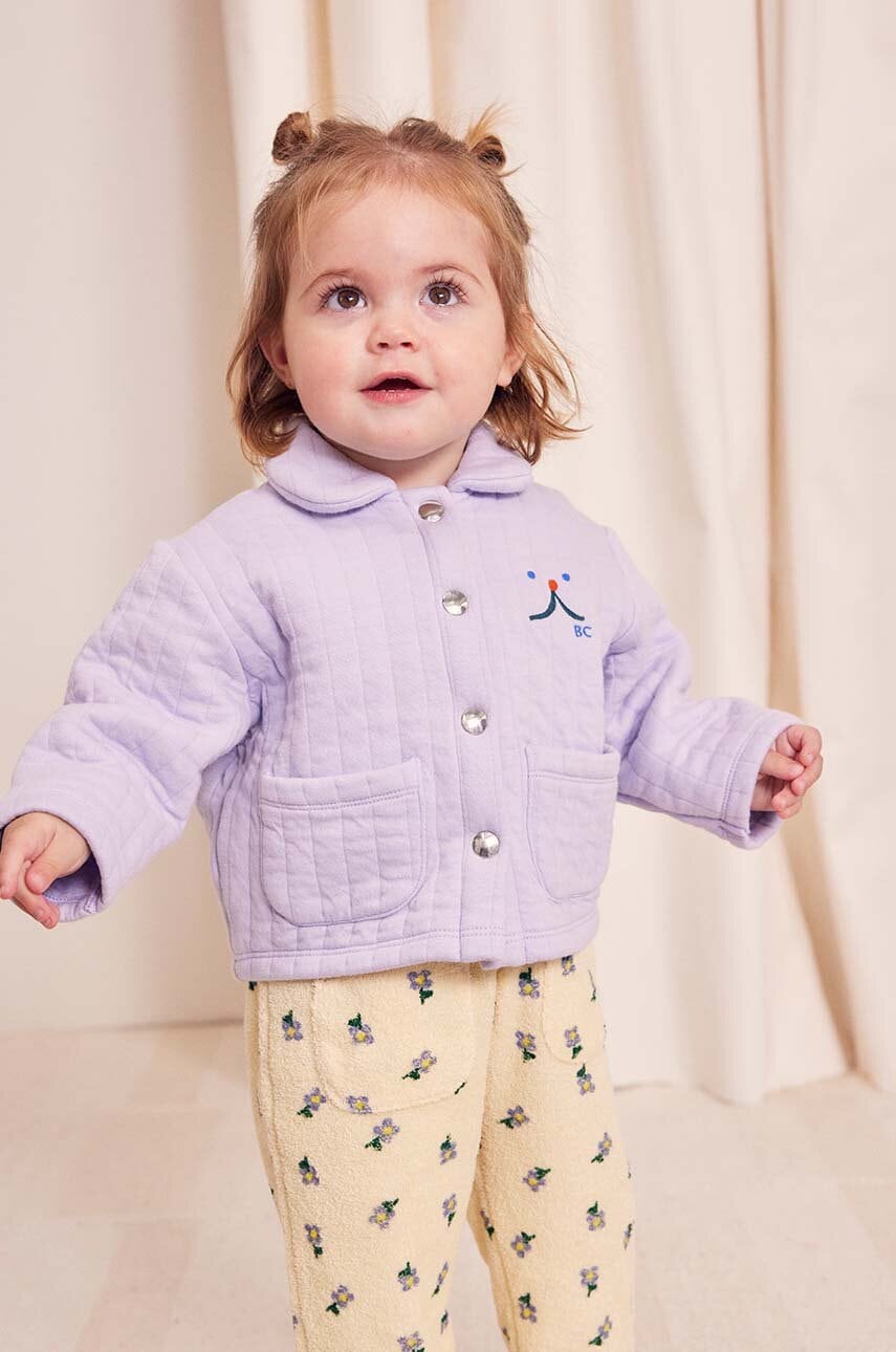 Bobo Choses bluza bebe Funny face culoarea violet, neted, 224AB039 Bobo Choses bluza bebe Funny face culoarea violet, neted, 224AB039