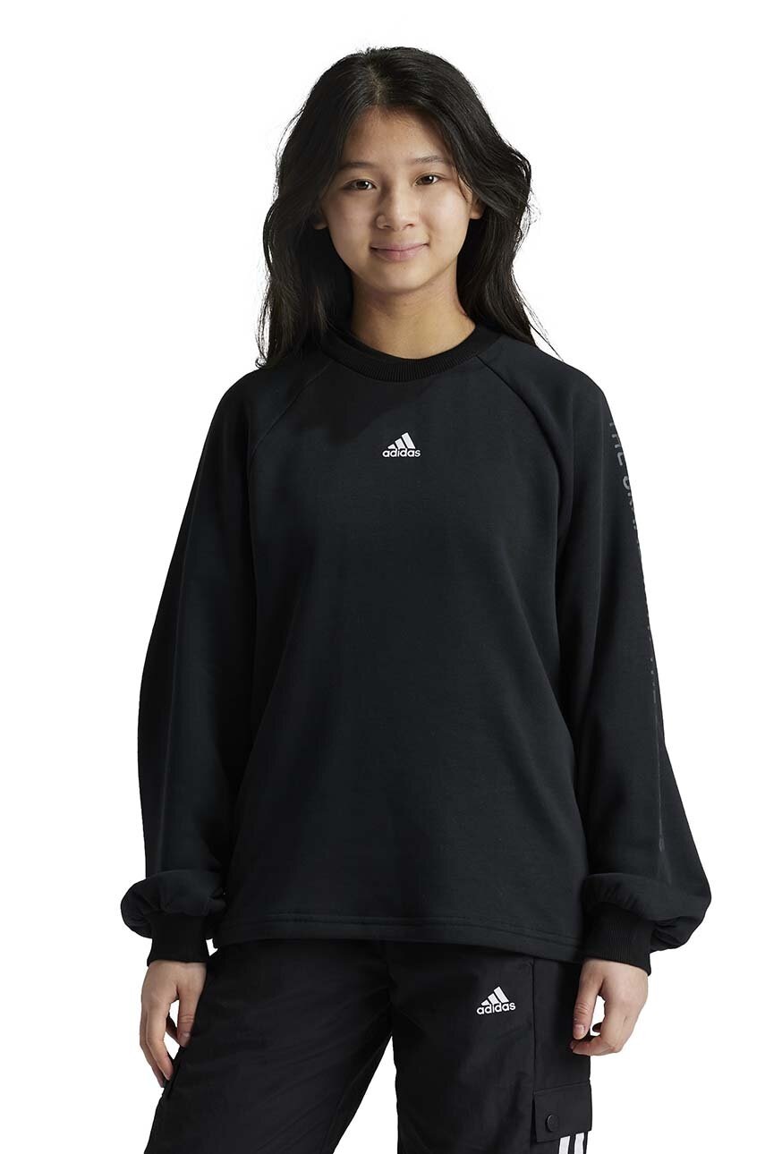 adidas bluza copii JGAM CREW culoarea negru, cu imprimeu, IV7045