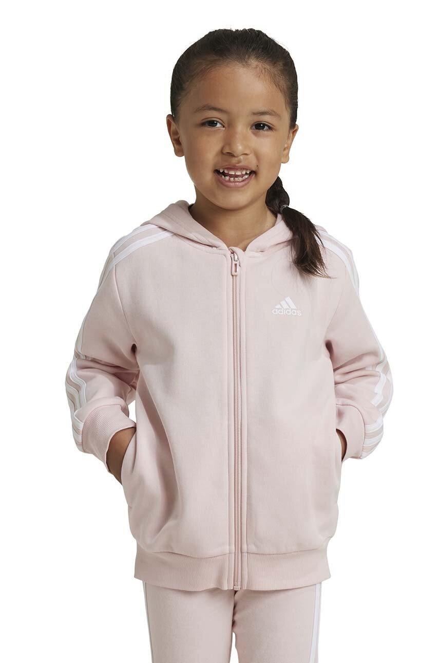 

Детски суичър adidas LK 3S FL FZ HD в розово с качулка с десен IX7354, Розов