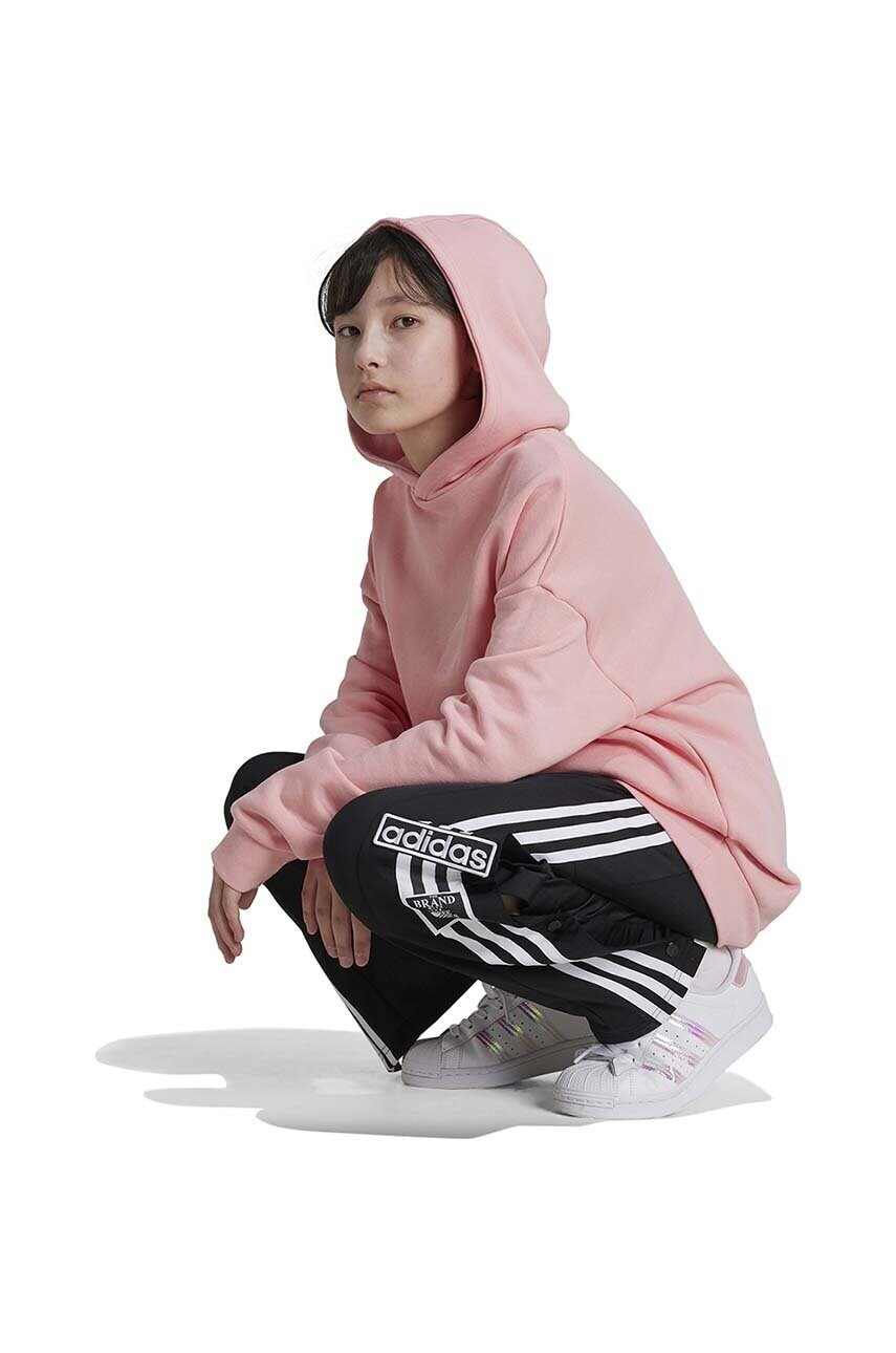 adidas Originals hanorac de bumbac pentru copii HOODIE culoarea portocaliu, cu glugă, neted, IX7615 adidas Originals hanorac de bumbac pentru copii HOODIE culoarea portocaliu, cu glugă, neted, IX7615