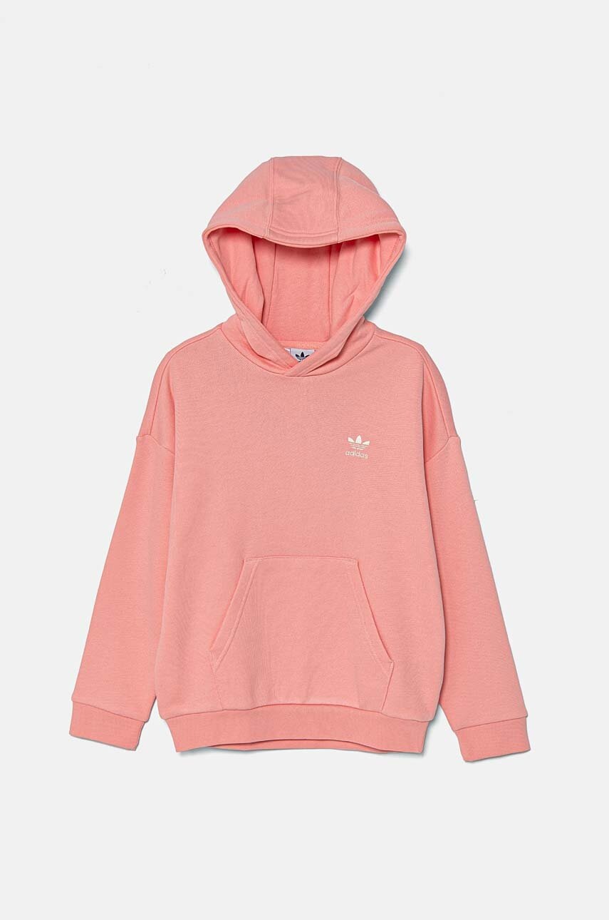 Детская хлопковая кофта adidas Originals HOODIE цвет оранжевый с капюшоном однотонная IX7615