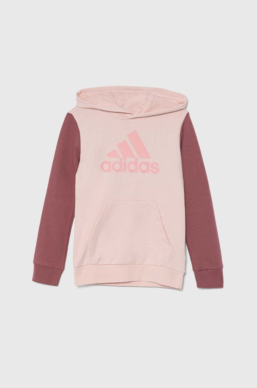 adidas bluza copii J BL CB HD culoarea roz, cu glugă, cu imprimeu, IX9512 adidas bluza copii J BL CB HD culoarea roz, cu glugă, cu imprimeu, IX9512