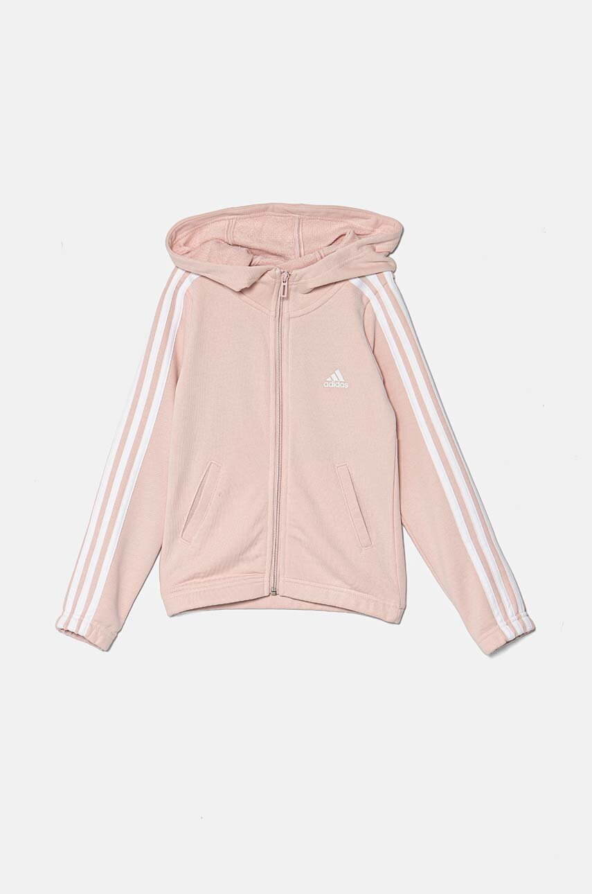 Детская кофта adidas G 3S FZ HD цвет розовый с капюшоном с аппликацией IZ3464