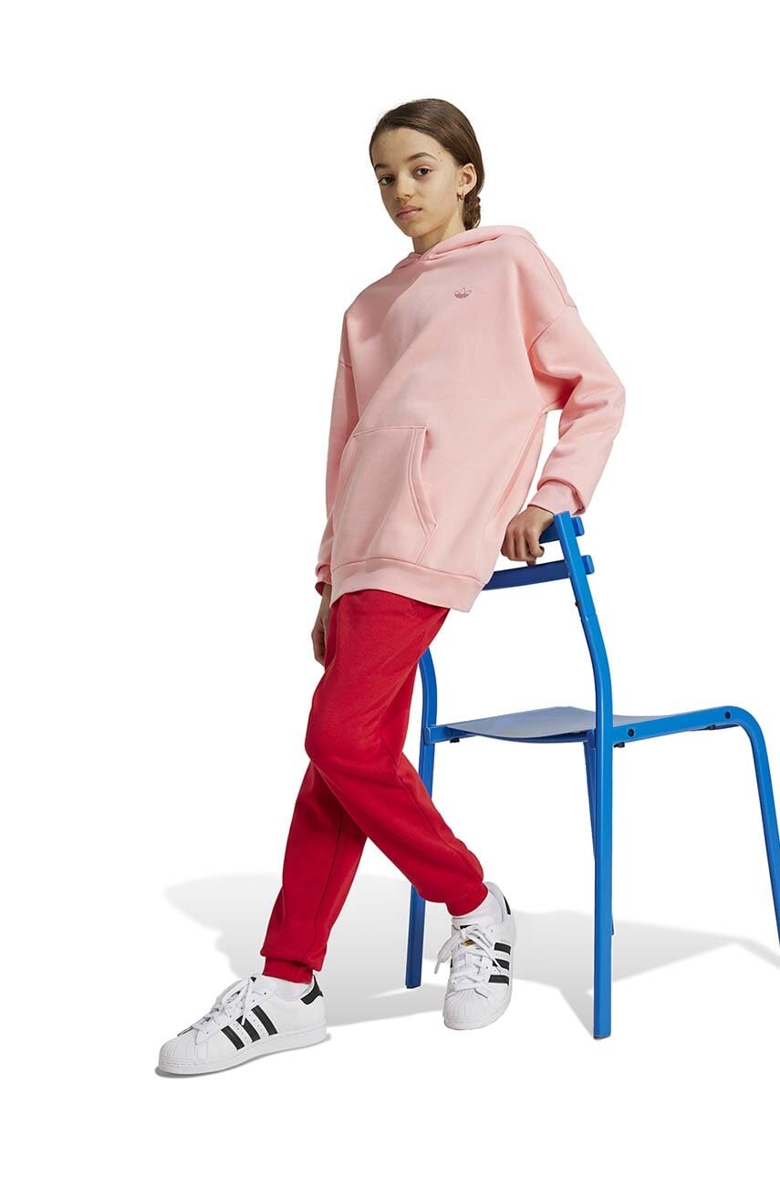 adidas Originals bluza copii HOODIE culoarea roz, cu glugă, neted, IY9554 adidas Originals bluza copii HOODIE culoarea roz, cu glugă, neted, IY9554