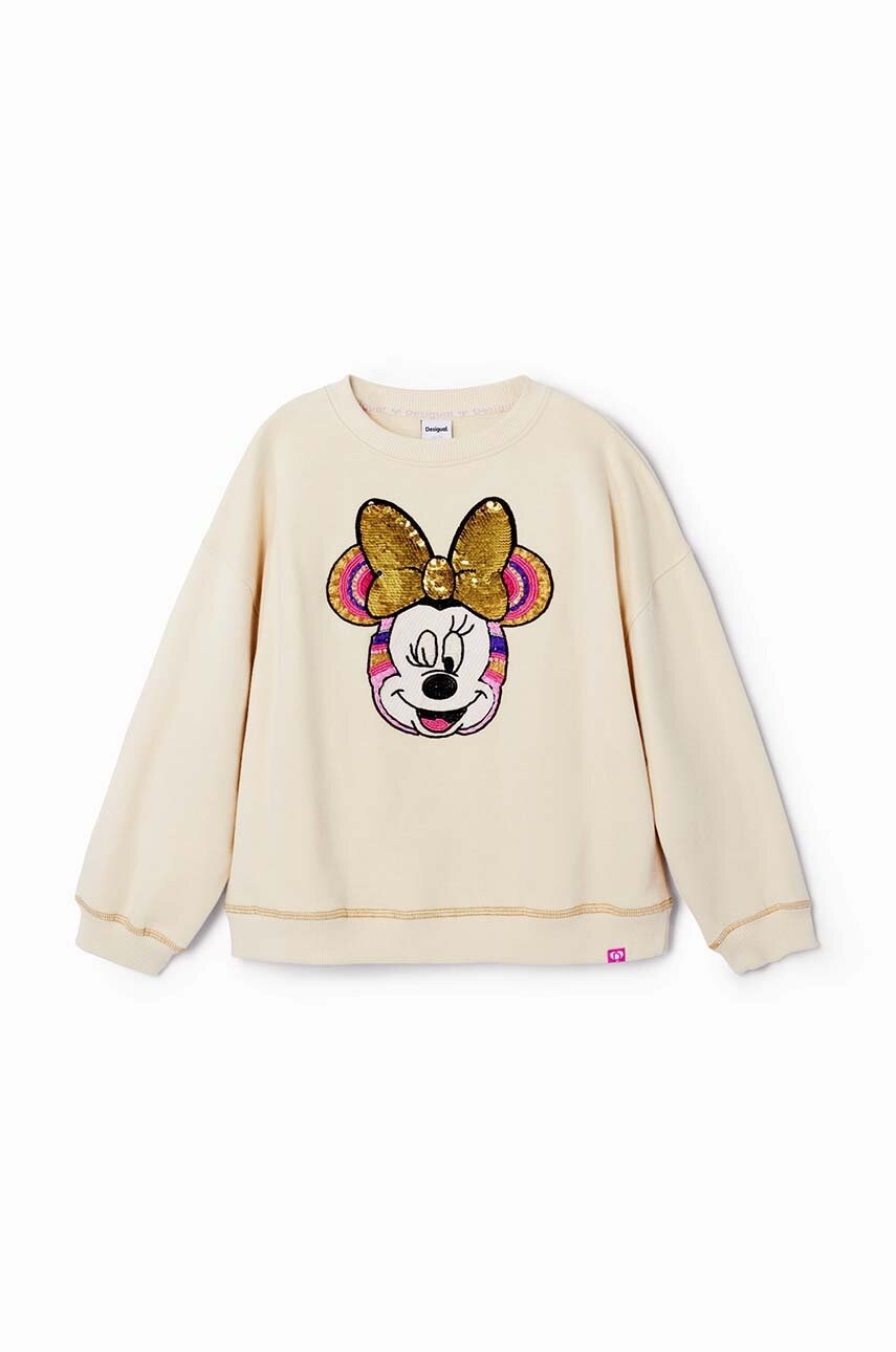 Дитяча бавовняна кофта Desigual MICKEY MOUSE колір бежевий з аплікацією 24WGSK07 Дитяча бавовняна кофта Desigual MICKEY MOUSE колір бежевий з аплікацією 24WGSK07