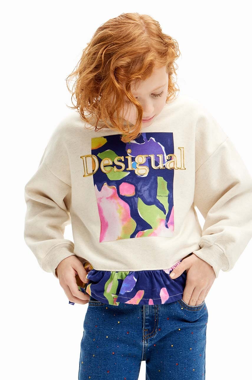 Desigual bluza copii culoarea alb, cu imprimeu, 24WGSK06 Desigual bluza copii culoarea alb, cu imprimeu, 24WGSK06