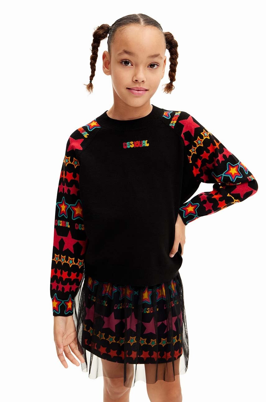 Desigual bluza copii culoarea negru, modelator, 24WGJF05