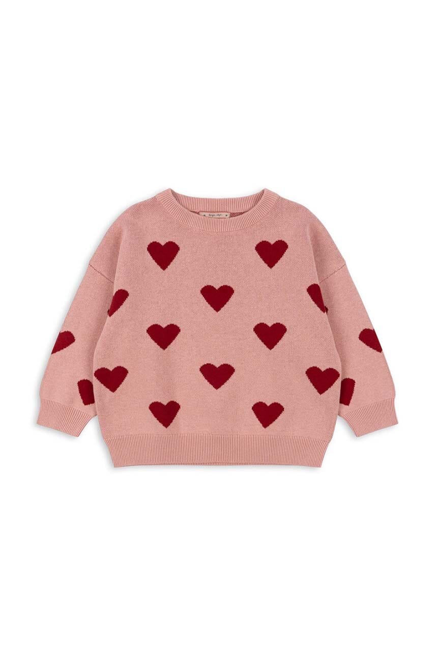 Konges Sløjd hanorac de bumbac pentru copii LAPIS KNIT BLOUSE culoarea roz, modelator, KS101551