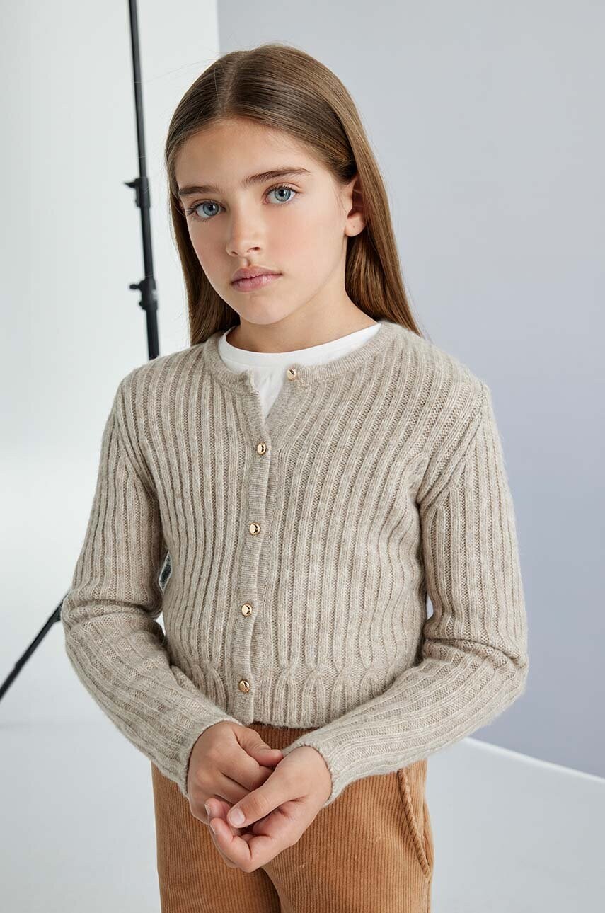 Mayoral cardigan cu amestec de lana pentru copii culoarea bej, 7312