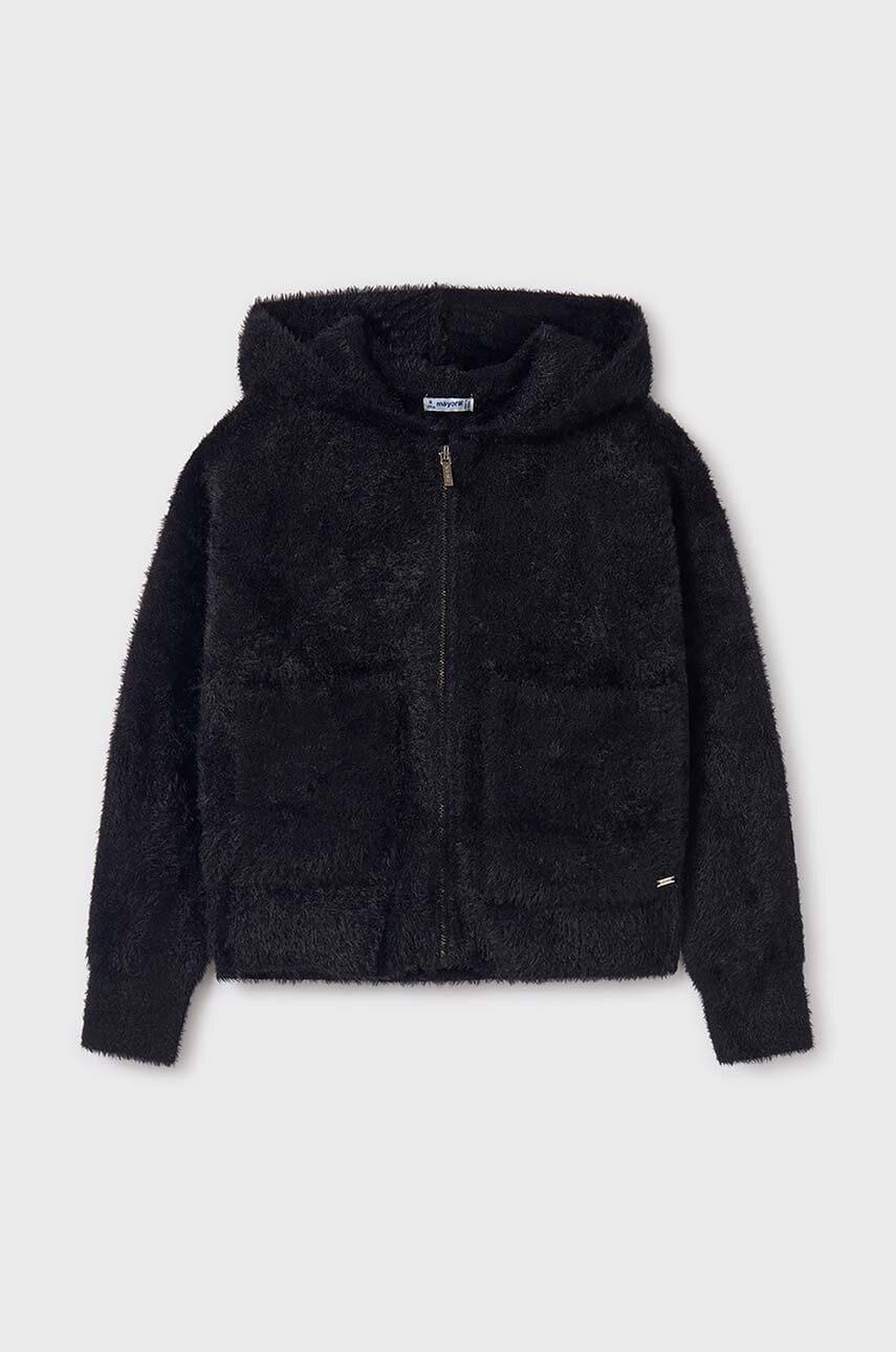 Mayoral bluza copii culoarea negru, cu glugă, neted, 7317