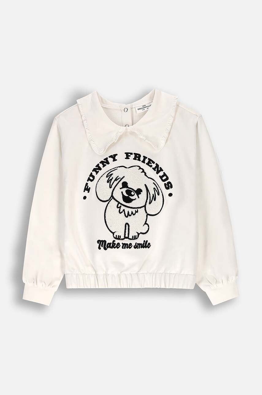 Coccodrillo bluza copii culoarea bej, cu imprimeu, ACADEMY GIRL KIDS Coccodrillo bluza copii culoarea bej, cu imprimeu, ACADEMY GIRL KIDS