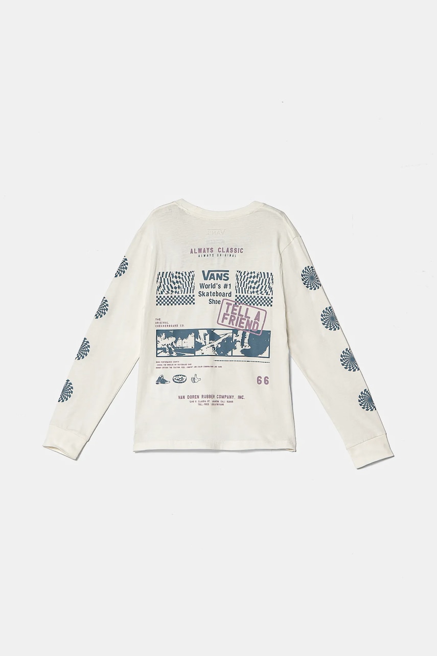 Vans longsleeve din bumbac pentru copii Always Classic BFF culoarea alb, VN000J89FS81 Vans longsleeve din bumbac pentru copii Always Classic BFF culoarea alb, VN000J89FS81