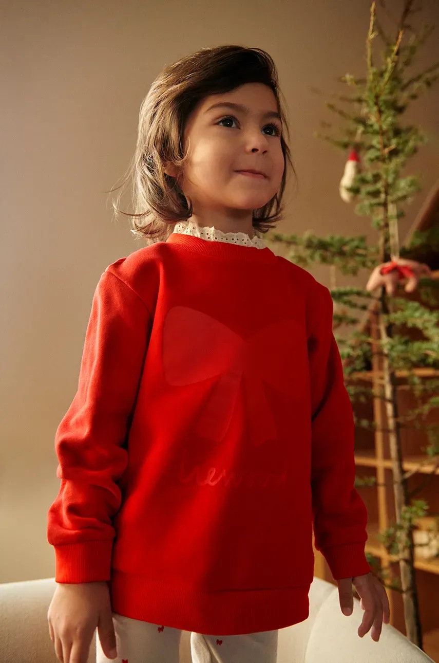 

Детски памучен суичър Liewood Rakel Sweatshirt в червено с апликация LW19093, Червен