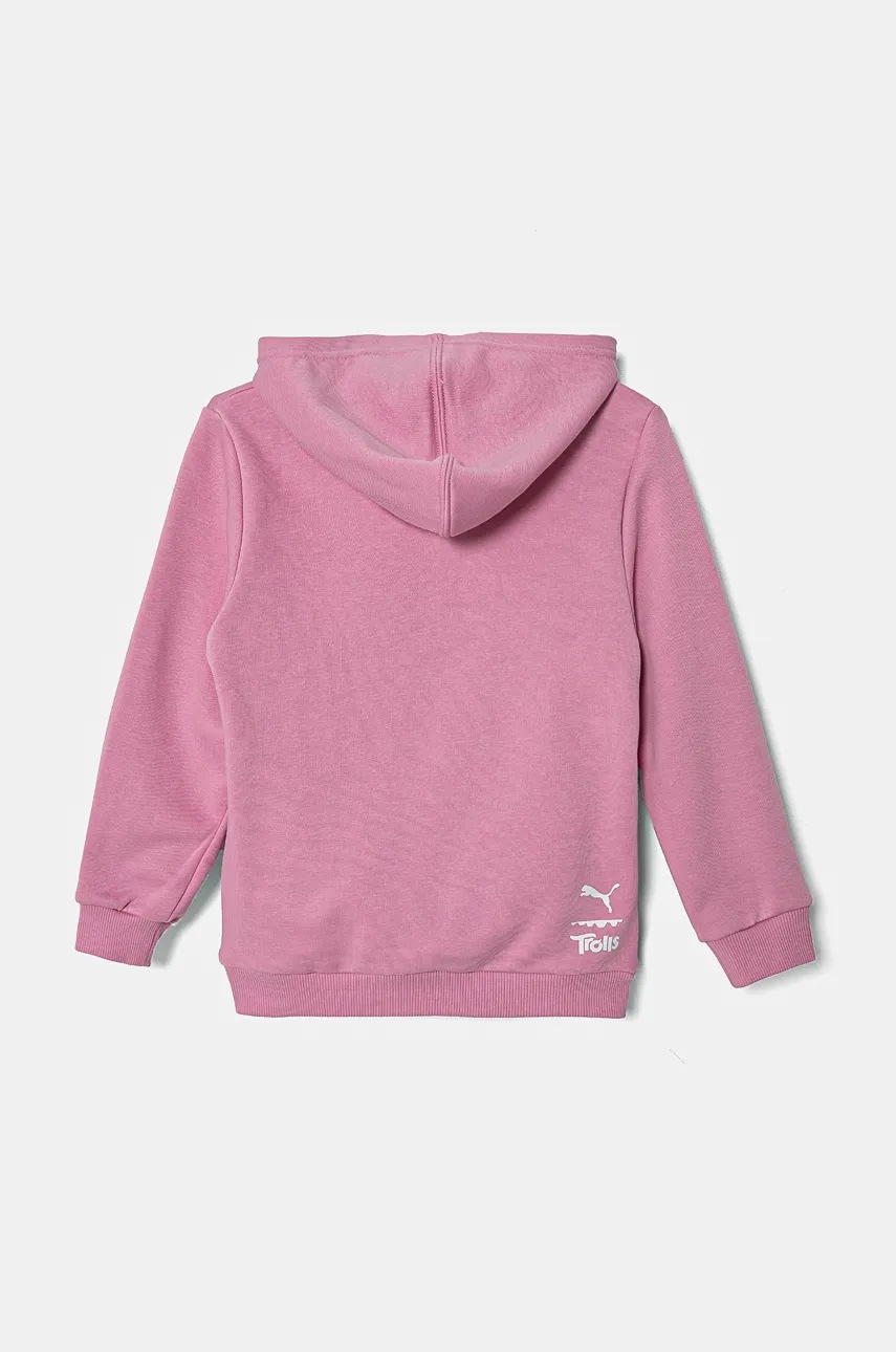 Детская кофта Puma X TROLLS Hoodie TR цвет розовый с капюшоном с принтом 627378