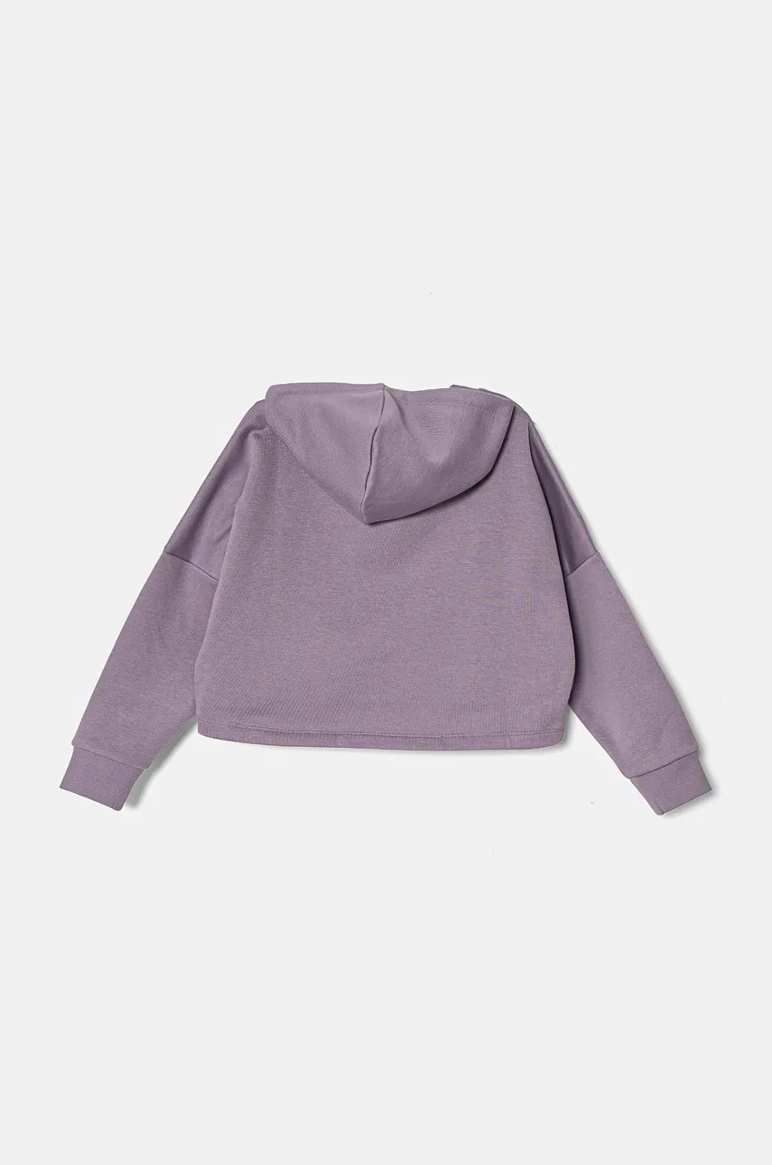 Детская кофта Puma ESS Logo Cropped Hoodie цвет фиолетовый с капюшоном с принтом 671134