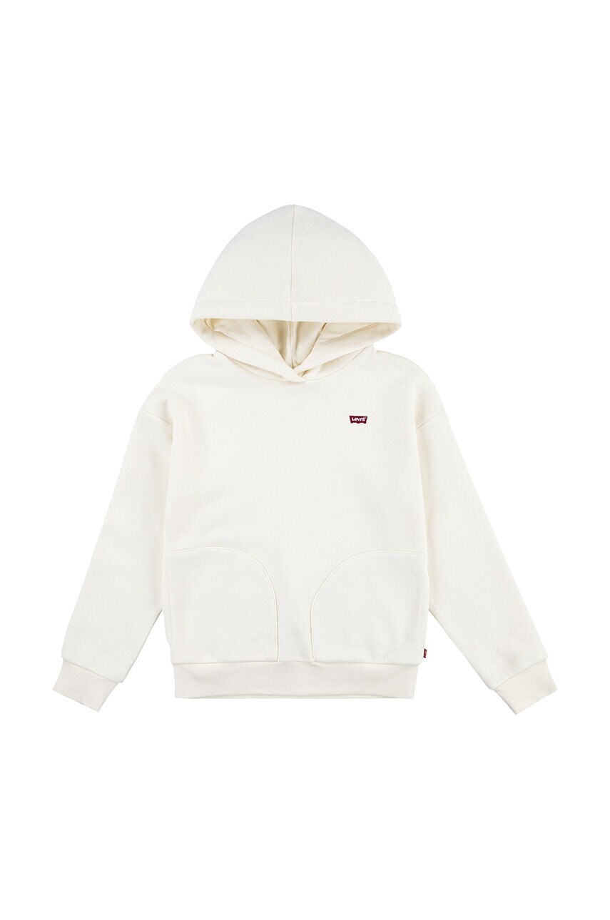 Levi's bluza copii BATWING CHEST HIT HOODIE culoarea alb, cu gluga, neted, 3EL078