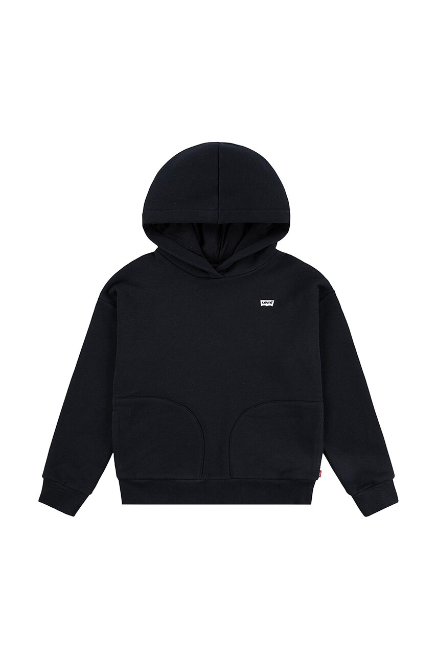Levi\'s bluza copii BATWING CHEST HIT HOODIE culoarea negru, cu glugă, neted, 3EL078