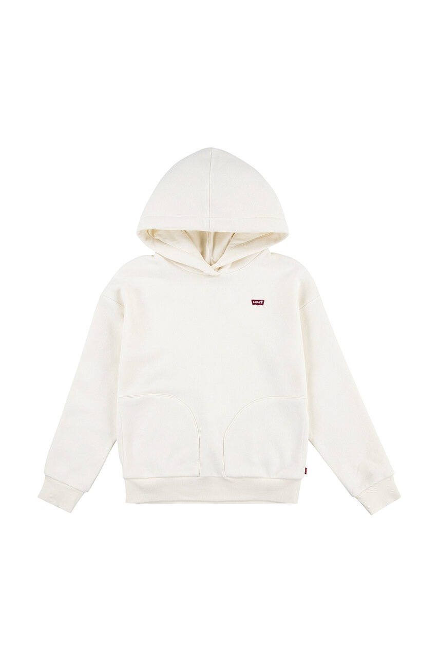 

Детски суичър Levi's BATWING CHEST HIT HOODIE в бяло с качулка с изчистен дизайн 4EL078, Бял