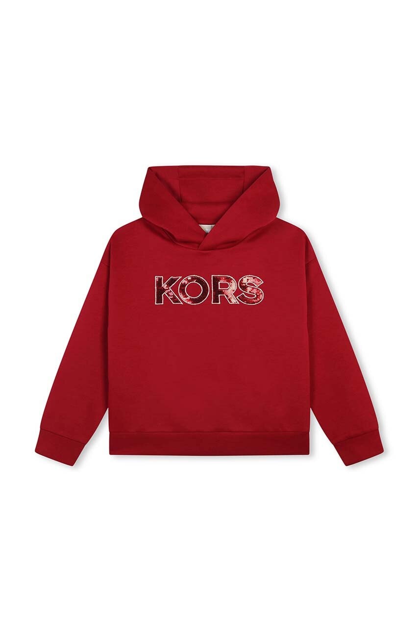 Детская кофта Michael Kors цвет красный с капюшоном с аппликацией R30150 Детская кофта Michael Kors цвет красный с капюшоном с аппликацией R30150