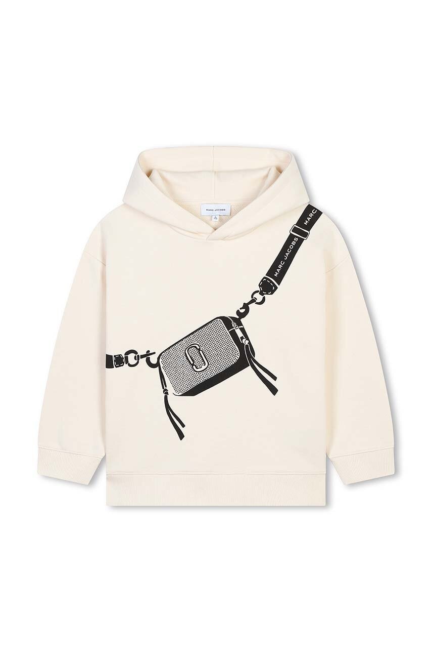Marc Jacobs hanorac de bumbac pentru copii culoarea bej, cu glugă, cu imprimeu, W60387
