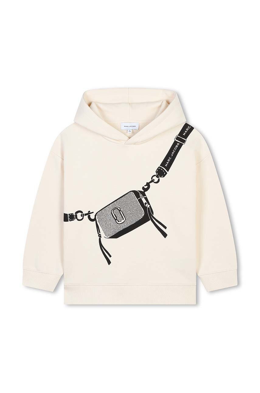 

Детски памучен суичър Marc Jacobs в бежово с качулка с принт W60387, Бежов