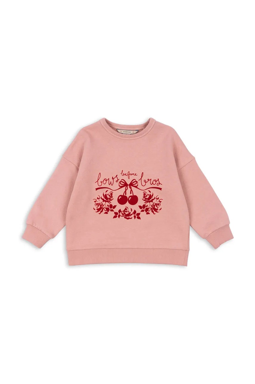 Дитяча бавовняна кофта Konges Sløjd LOUPY LOU SWEATSHIRT GOTS колір рожевий візерунок KS102025