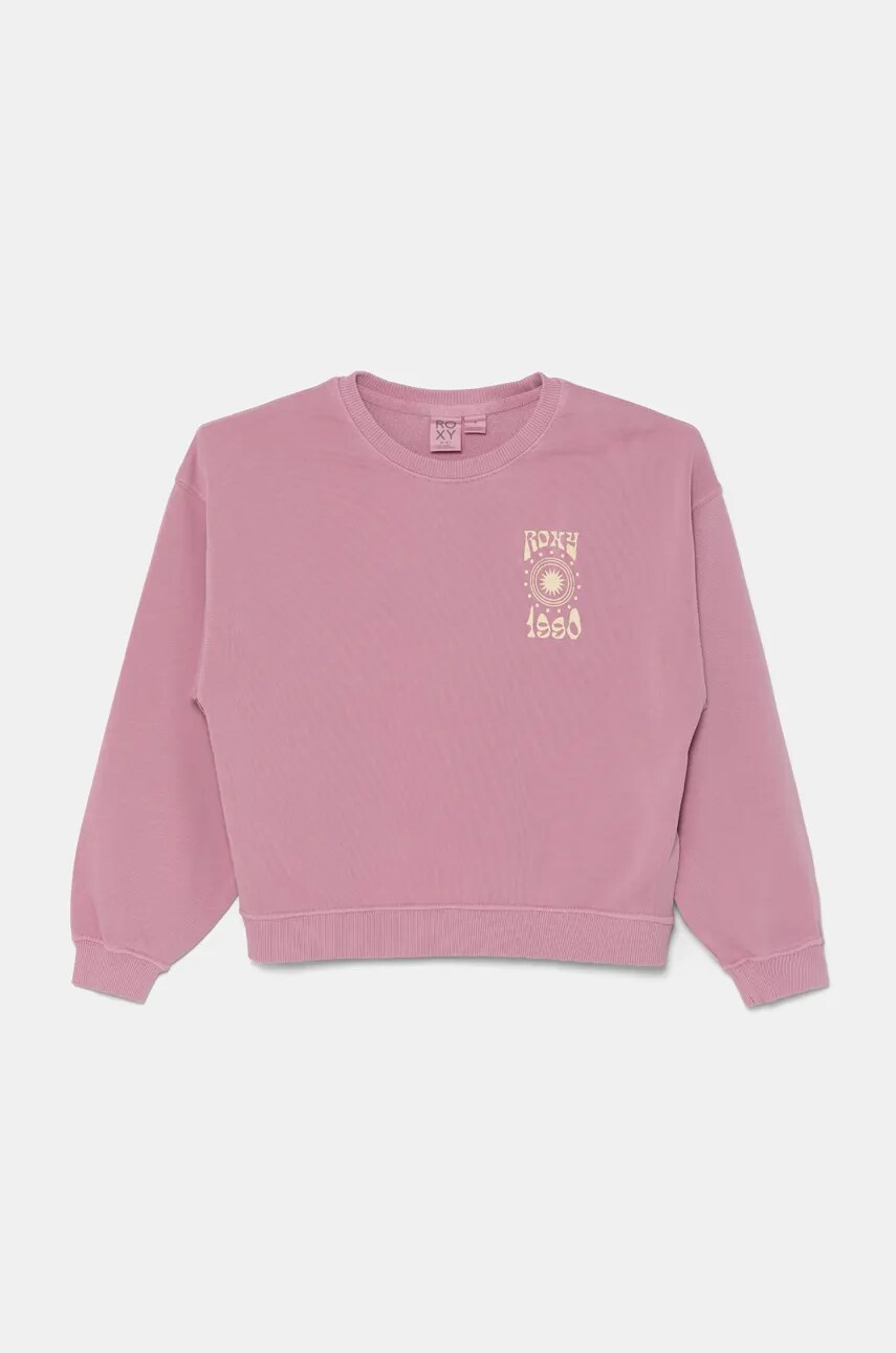 Roxy bluza copii LINEUP CREW RG TERRY A culoarea roz, cu imprimeu, ERGFT03974