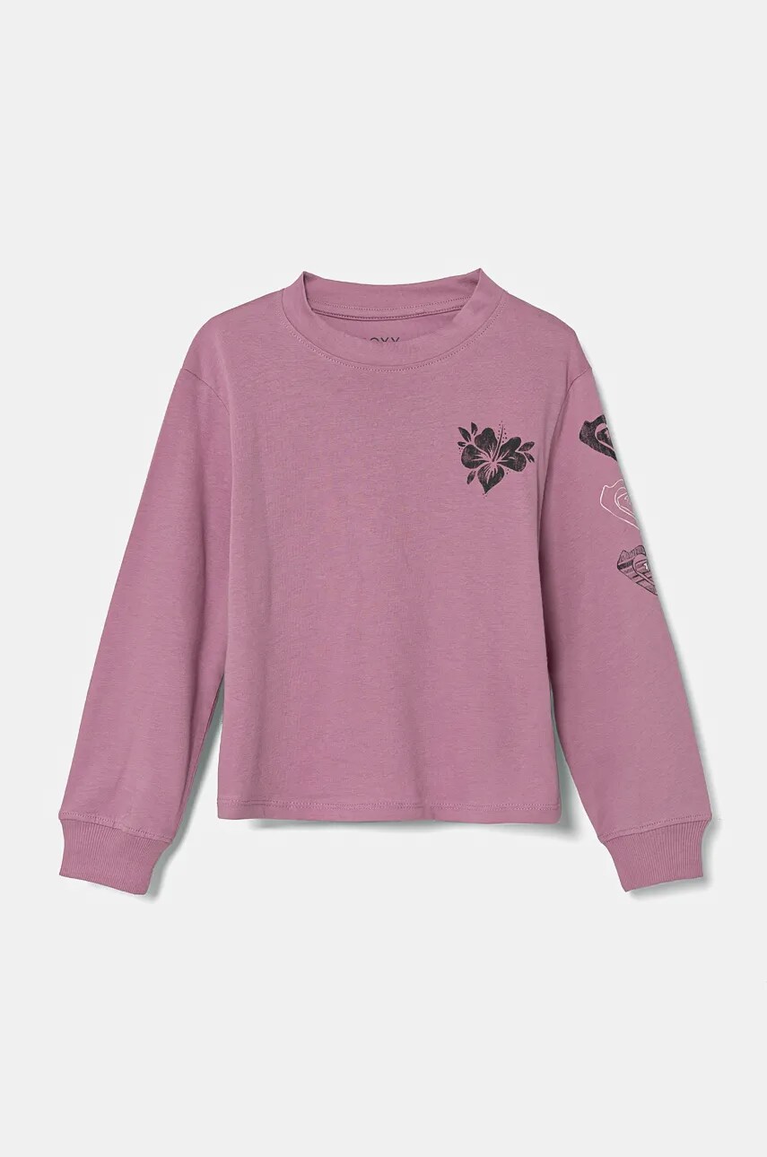 Roxy longsleeve din bumbac pentru copii LET SOMEBODY GO culoarea roz, ERGZT04059