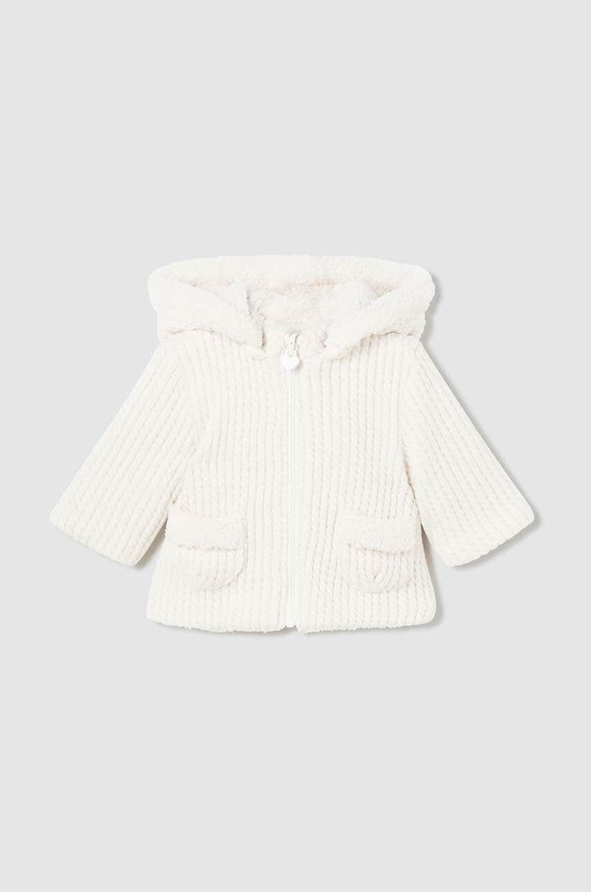 Mayoral Newborn bluza bebe culoarea alb, cu gluga, neted, 2447