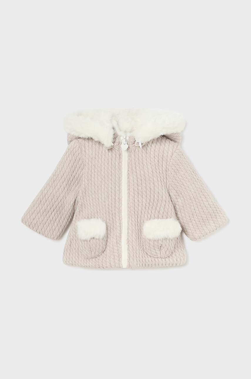 Mayoral Newborn bluza bebe culoarea bej, cu glugă, neted, 2447