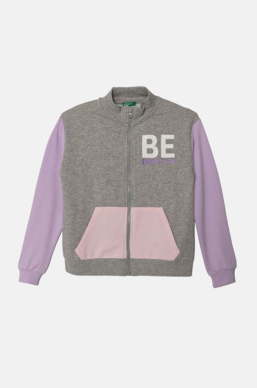 United Colors of Benetton hanorac de bumbac pentru copii culoarea gri, modelator, 3J68C503Y