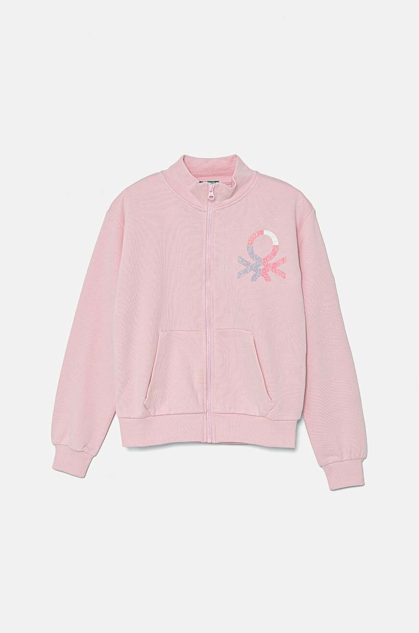 

Детски памучен суичър United Colors of Benetton в розово с десен 3J68C503Y, Розов
