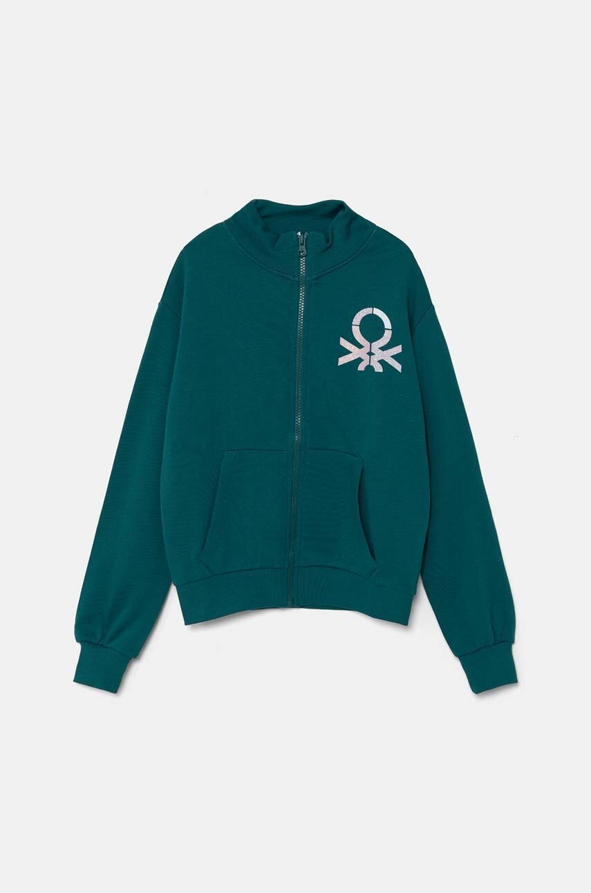 

Детски памучен суичър United Colors of Benetton в зелено с десен 3J68C503Y, Зелен