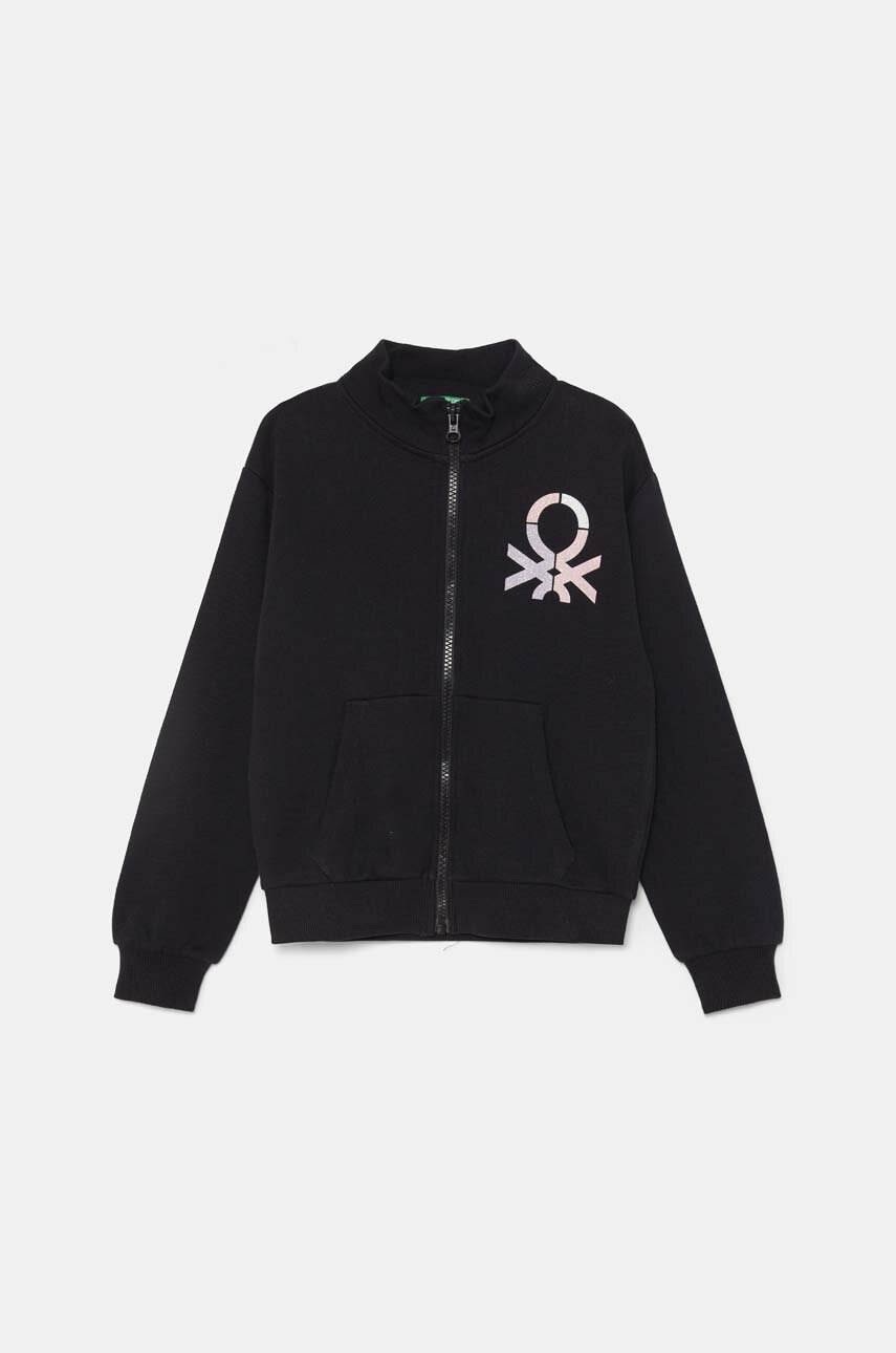 

Детски памучен суичър United Colors of Benetton в черно с десен 3J68C503Y, Черен
