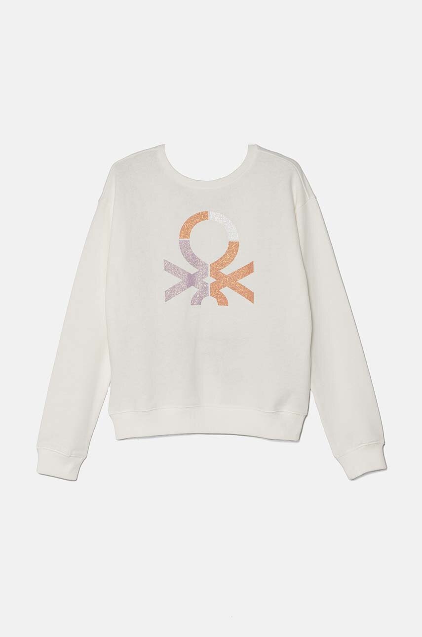 

Детски памучен суичър United Colors of Benetton в бяло с десен 3J68C10L8, Бял