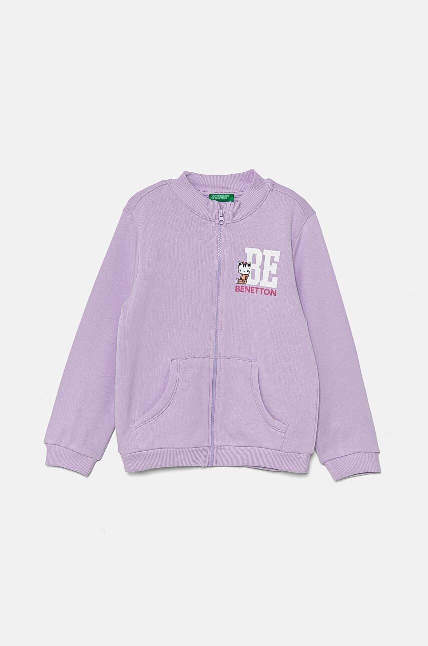 

Детски памучен суичър United Colors of Benetton в лилаво с принт 3J70G5037, Виолетов