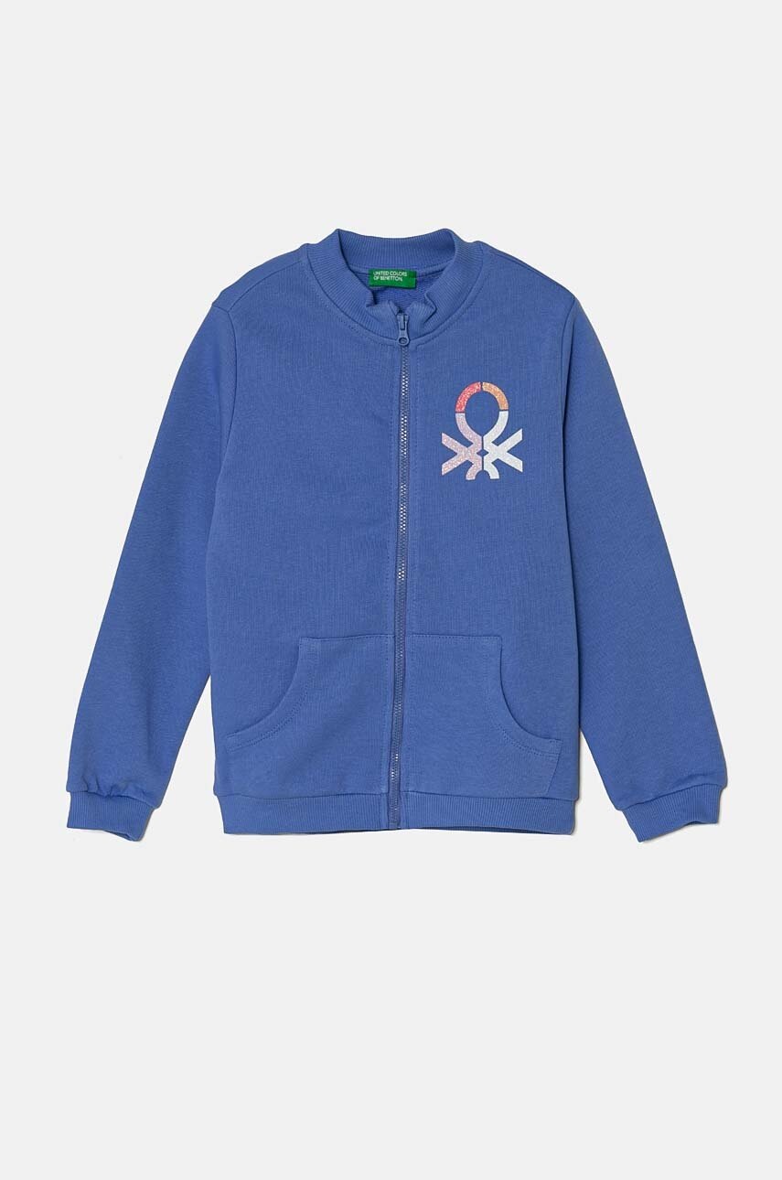 United Colors of Benetton hanorac de bumbac pentru copii culoarea violet, cu imprimeu, 3J70G5037