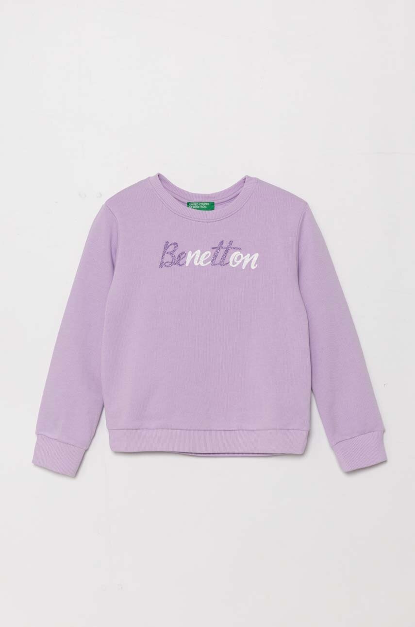 

Детски памучен суичър United Colors of Benetton в лилаво с апликация 3J70G10F8, Виолетов