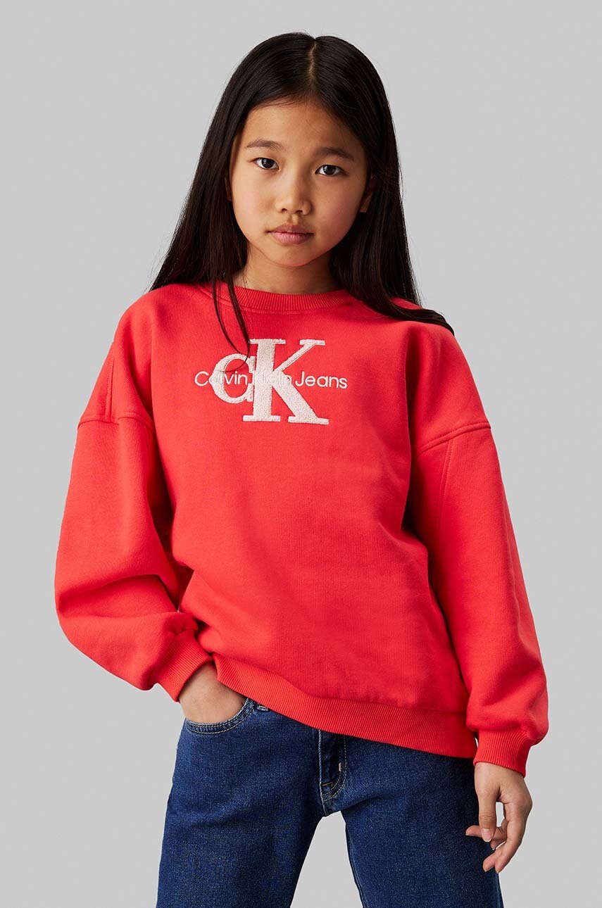 

Детски суичър Calvin Klein Jeans в червено с апликация IG0IG02738, Червен