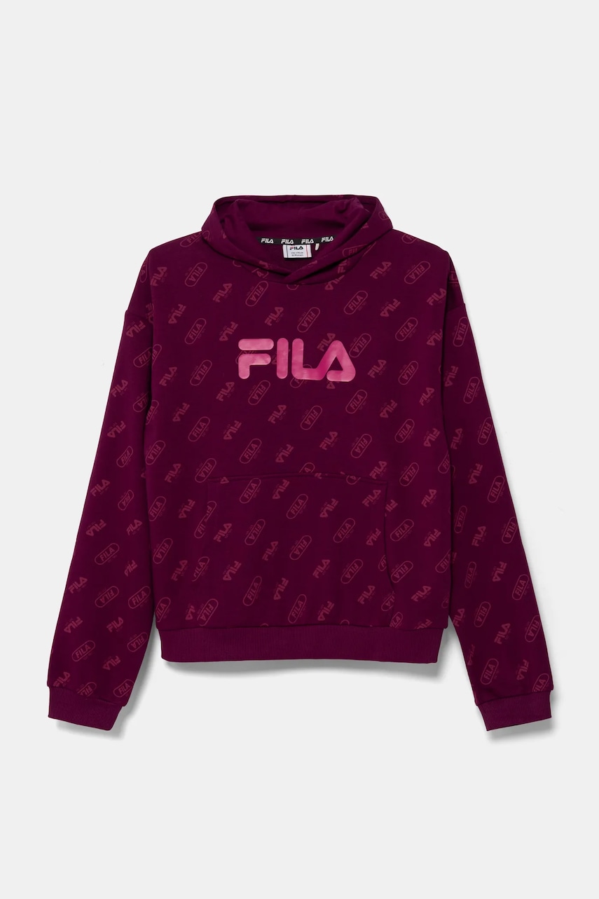 Fila bluză copii LOITZ culoarea violet, cu glugă, cu imprimeu, FAT0576