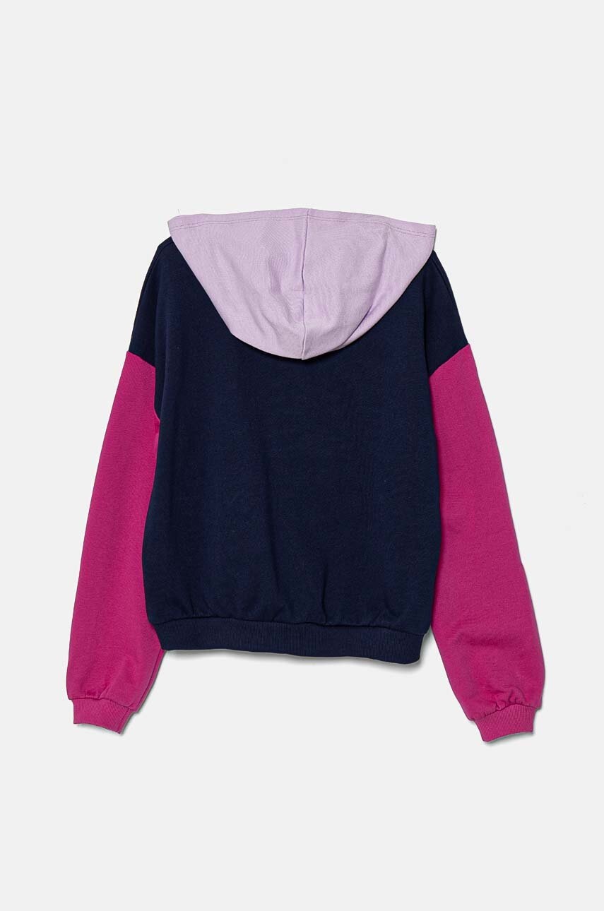 Дитяча бавовняна кофта United Colors of Benetton колір синій з капюшоном з принтом 3J68C203Q