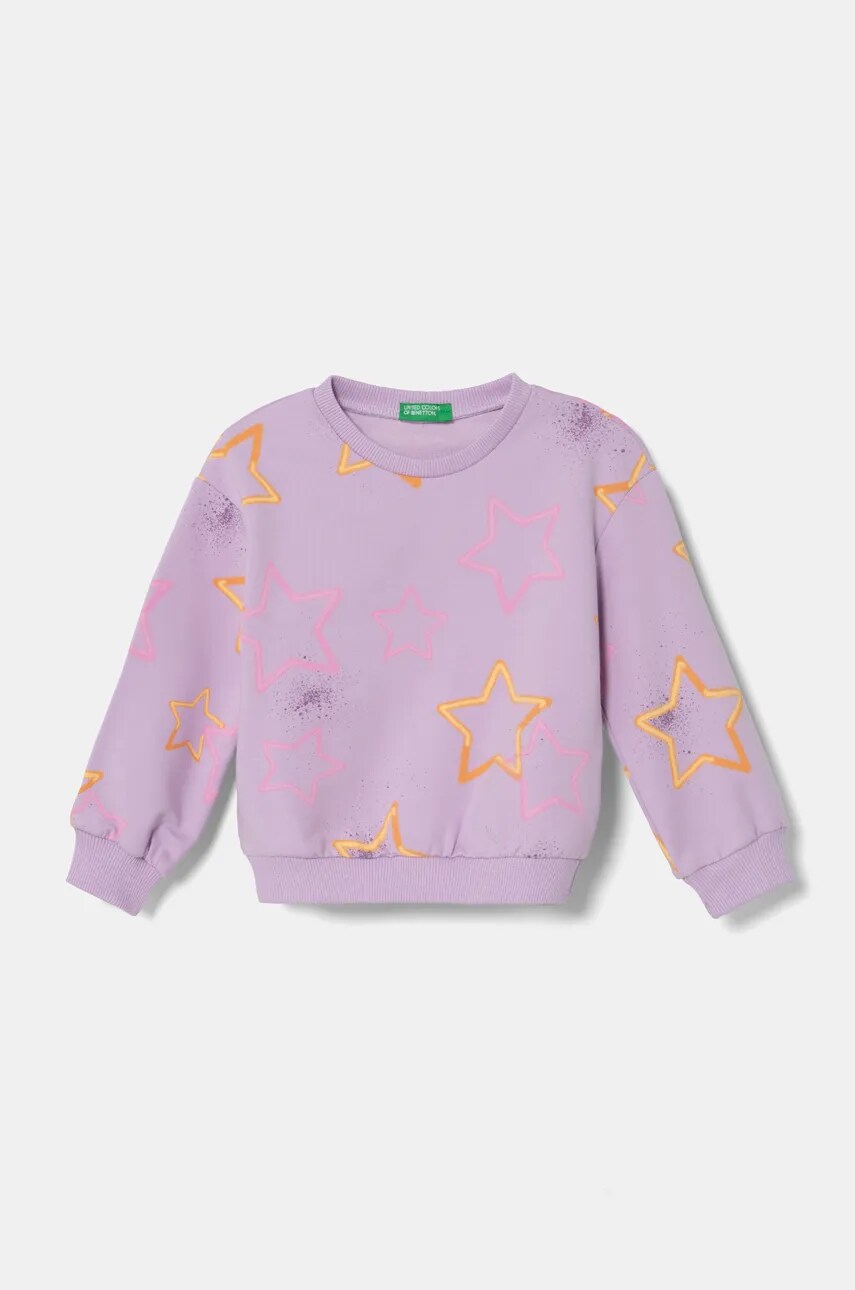 

Детски суичър United Colors of Benetton в лилаво с десен 39T6G10FR, Виолетов